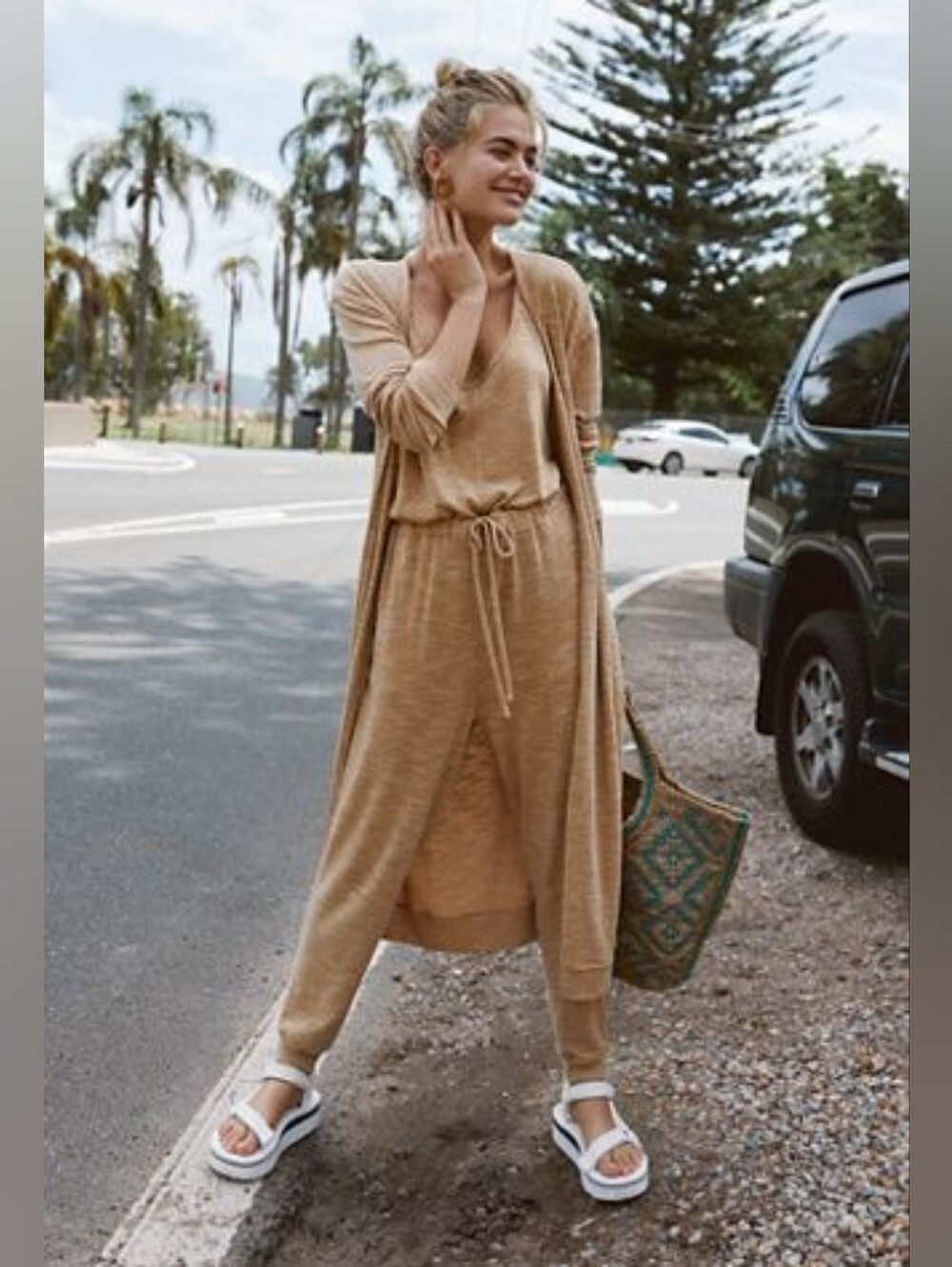 Free People Bicoastal Romper Set in Papaya Sun - Picture 2 of 9